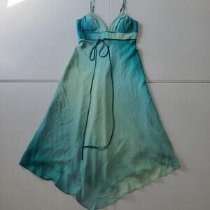 Y2K Fairy Grunge Whimsy BCBG Dress Womens 8 Blue Green Ombre Forest Asymmetrical
